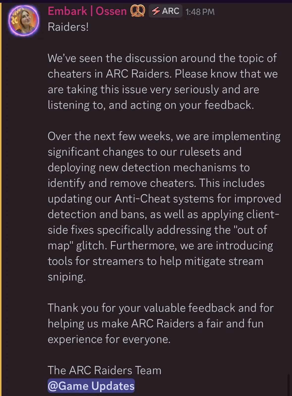 Embark Studios Statement