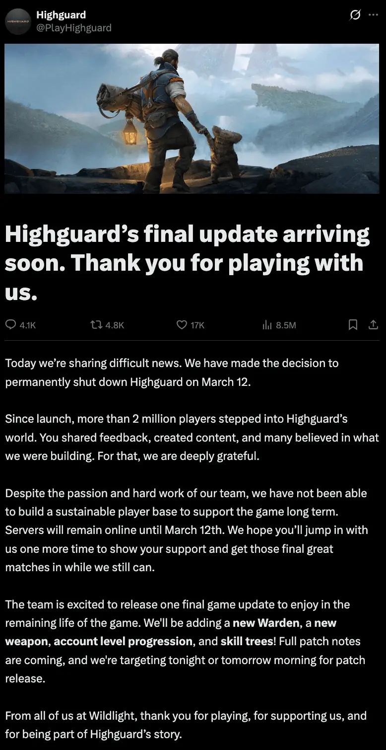 Shutdown Announcement