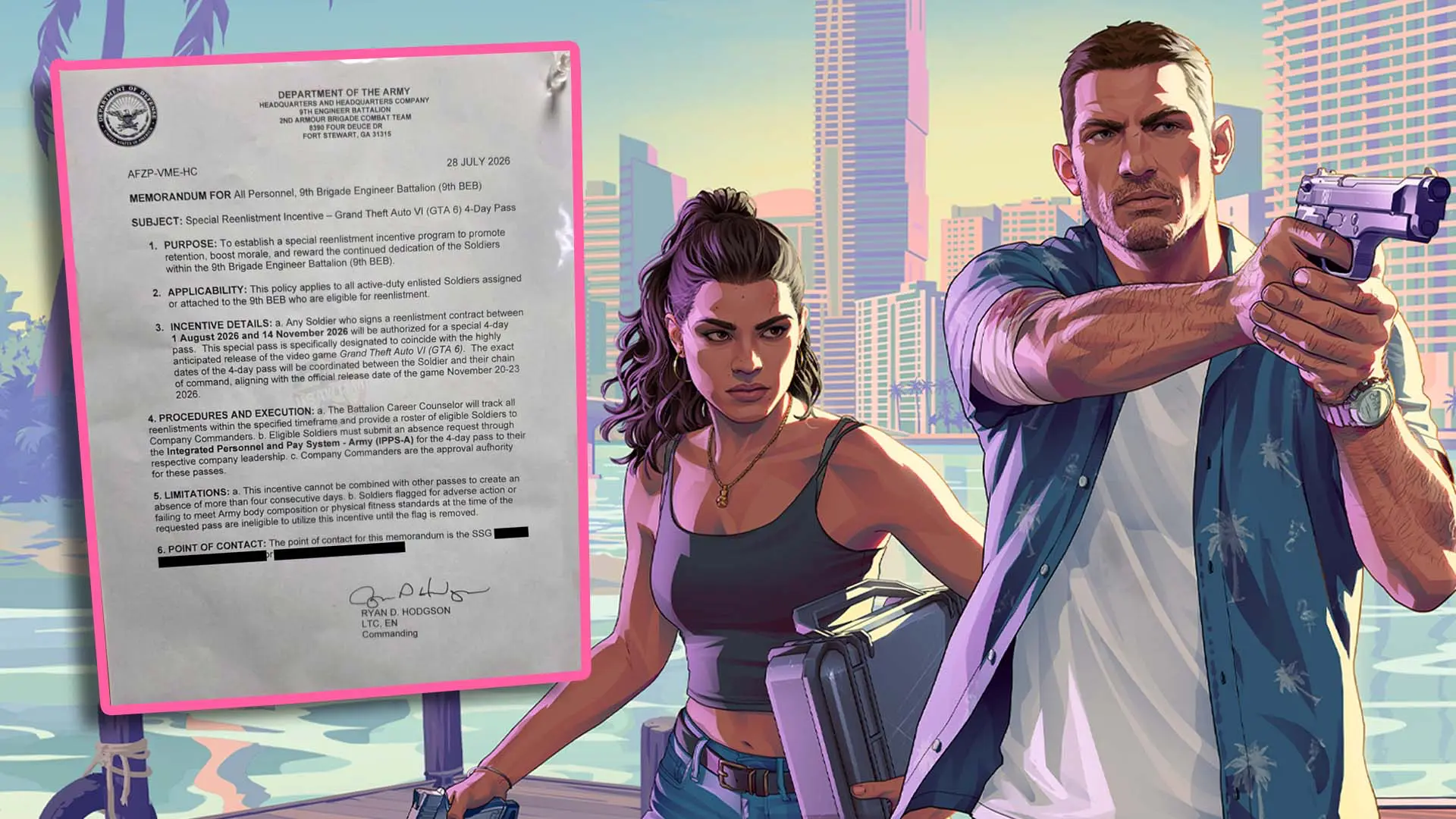 US Army Battalion Reportedly Offers Soldiers Four Days Off to Play GTA 6 If They Reenlist